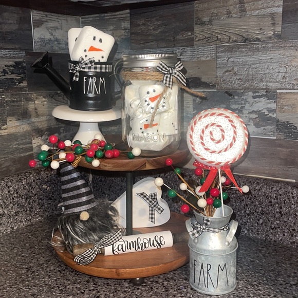 Snowman Faux Marshmallows Decor with Mason Jar - Picture 3 of 4